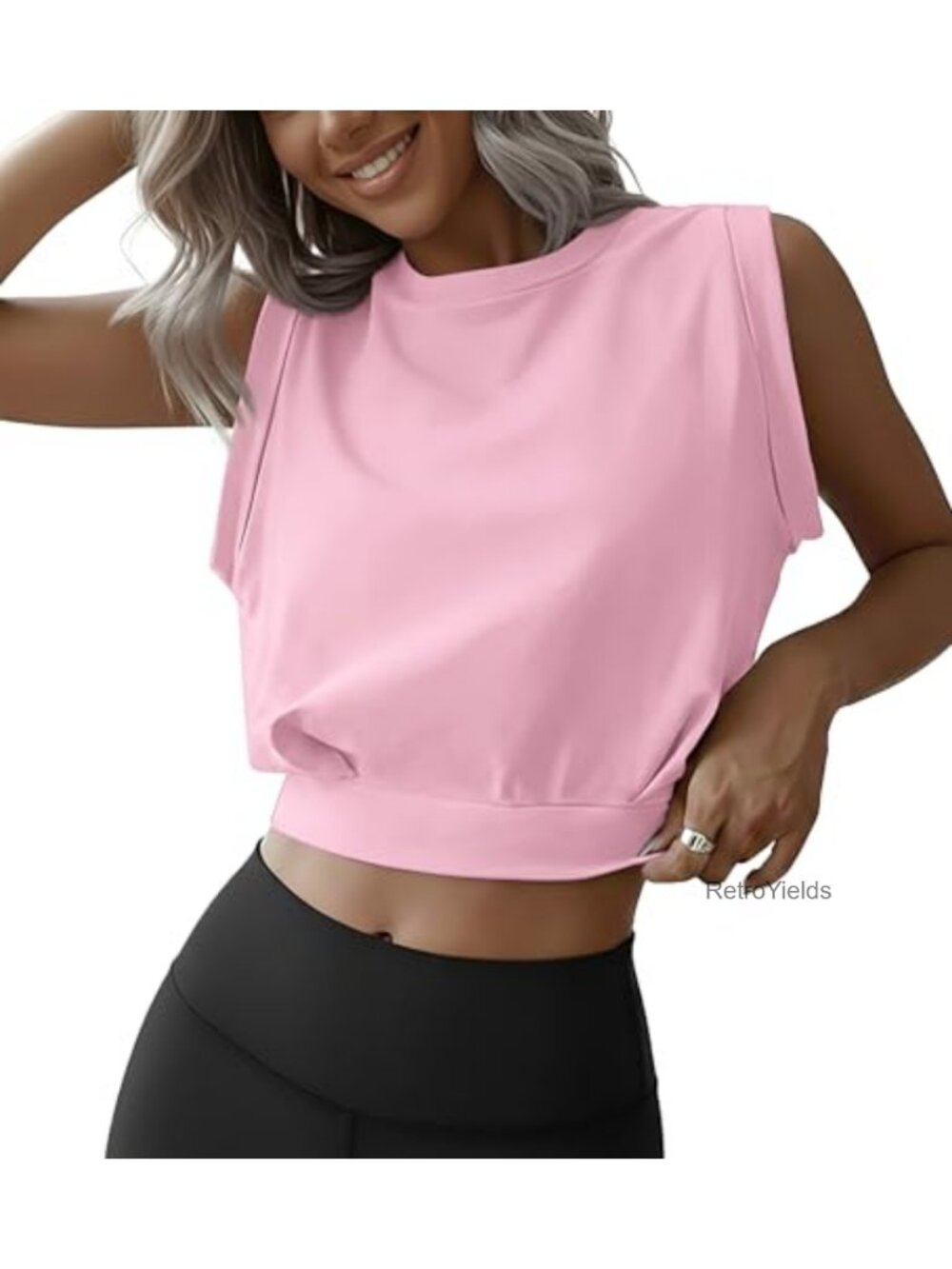 Women Sleeveless Crop Tank Top Athletic Yoga Running Gym Top